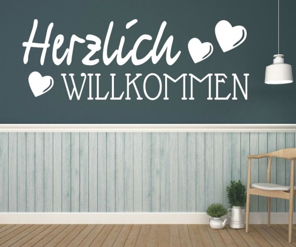 Wandtattoo Spruch | Herzlich Willkommen | 26 | Schöne Wandsprüche für den Flur | ✔Made in Germany  ✔Kostenloser Versand DE