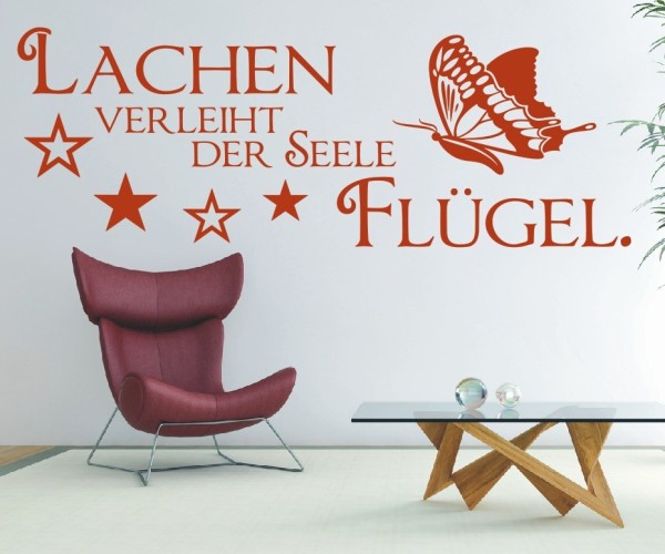 Wandtattoo Spruch | Lachen verleiht der Seele Flügel. | 7 | ✔Made in Germany  ✔Kostenloser Versand DE