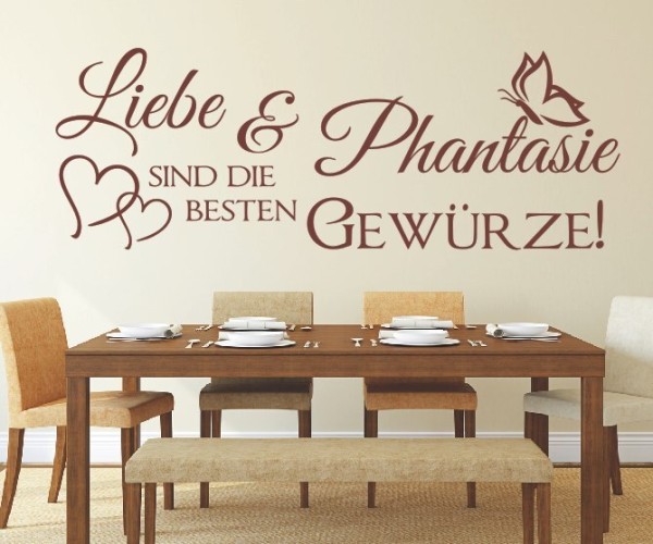 Wandtattoo Spruch | Liebe und Phantasie sind die besten Gewürze! | 2 | Schöne Wandsprüche für Küche und Esszimmer | ✔Made in Germany  ✔Kostenloser Versand DE