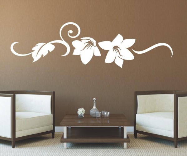 Wandtattoo Blume | Tolles Motiv mit schönen Blüten und dekorativen Blumenranken | 200