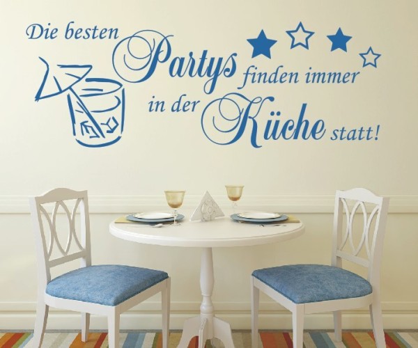 Wandtattoo Spruch | Die besten Partys finden immer in der Küche statt! | 1 | Schöne Wandsprüche für Küche und Esszimmer | ✔Made in Germany  ✔Kostenloser Versand DE