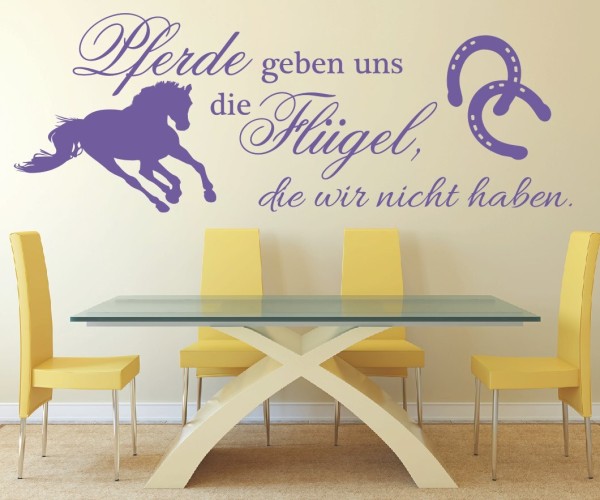 Wandtattoo Spruch | Pferde geben uns die Flügel, die wir nicht haben. | 1 | ✔Made in Germany  ✔Kostenloser Versand DE