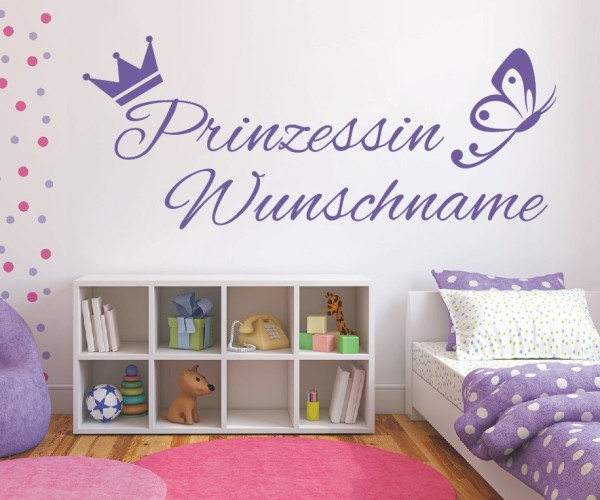 Wandtattoo - Prinzessin mit Wunschnamen für das Kinderzimmer | 8 | ✔Made in Germany  ✔Kostenloser Versand DE