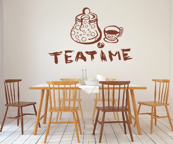 Wandtattoo Küche und Esszimmer | Dekorative Teekanne mit Tasse – Teatime