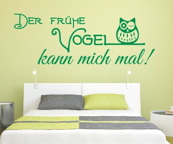 Wandtattoo Spruch | Der frühe Vogel kann mich mal! | 2 | Schöne Wandsprüche für das Schlafzimmer | ✔Made in Germany  ✔Kostenloser Versand DE