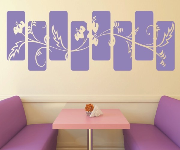 Wandtattoo Banner | Dekoratives Wandbanner mit Blumen, Blüten & Blumenranken | 35 | ✔Made in Germany  ✔Kostenloser Versand DE