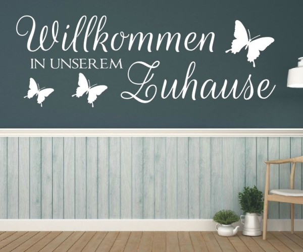Wandtattoo Spruch | Willkommen in unserem Zuhause | 11 | Schöne Wandsprüche für den Flur | ✔Made in Germany  ✔Kostenloser Versand DE