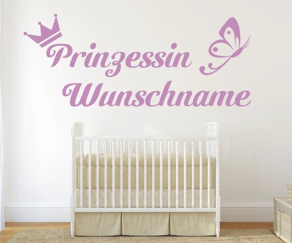 Wandtattoo - Prinzessin mit Wunschnamen für das Kinderzimmer | 19 | ✔Made in Germany  ✔Kostenloser Versand DE