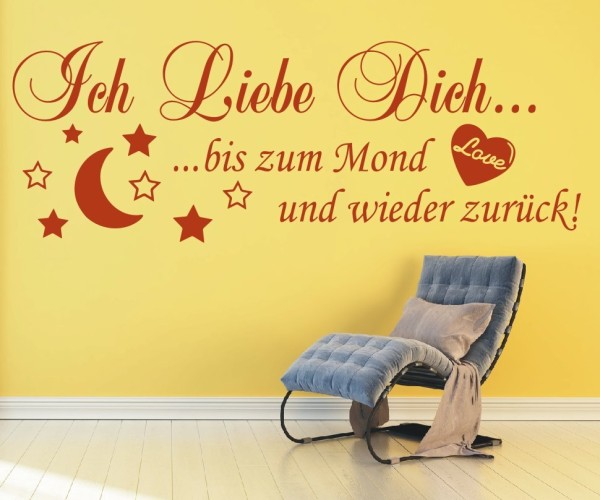 Wandtattoo Spruch | Ich Liebe Dich... ...bis zum Mond und wieder zurück! | 6 | Schöne Wandsprüche z.B. für das Kinderzimmer | ✔Made in Germany  ✔Kostenloser Versand DE