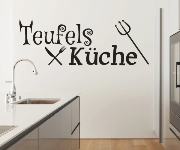 Wandtattoo Spruch | Teufels Küche | 4 | Schöne Wandsprüche für Küche und Esszimmer | ✔Made in Germany  ✔Kostenloser Versand DE