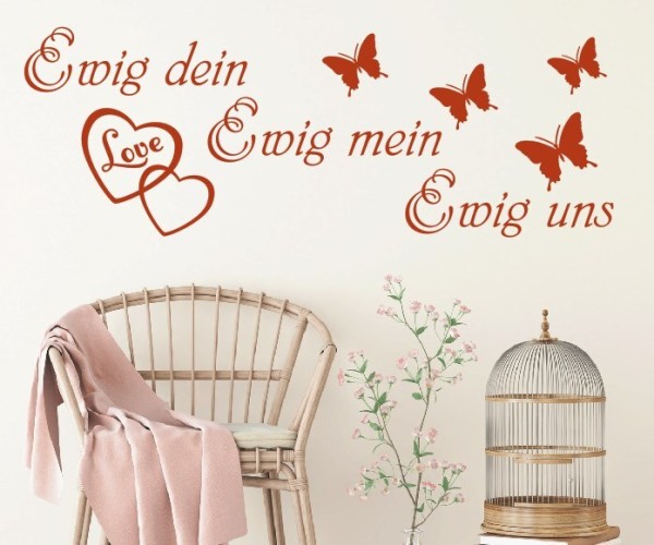 Wandtattoo Spruch | Ewig dein, Ewig mein, Ewig uns. | 1 | Schöne Wandsprüche für Liebe & Hochzeit | ✔Made in Germany  ✔Kostenloser Versand DE