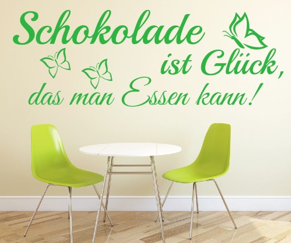 Wandtattoo Spruch | Schokolade ist Glück, das man Essen kann! | 1 | Schöne Wandsprüche für Küche und Esszimmer | ✔Made in Germany  ✔Kostenloser Versand DE