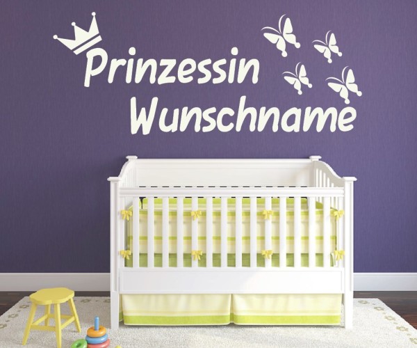 Wandtattoo - Prinzessin mit Wunschnamen für das Kinderzimmer | 53 | ✔Made in Germany  ✔Kostenloser Versand DE