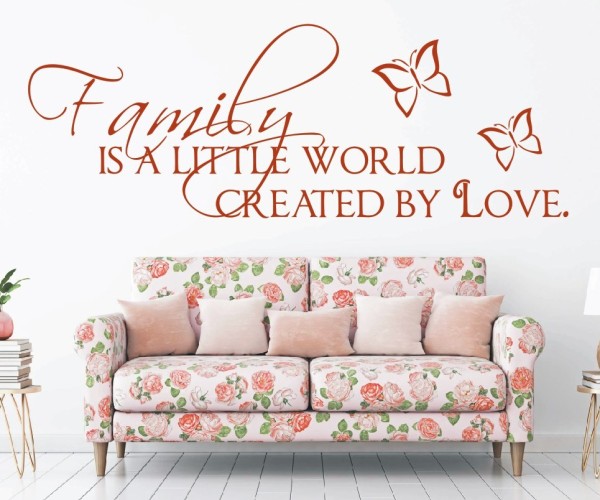 Wandtattoo Spruch | Family is a little world created by Love. | 4 | Schöne englische Wandsprüche für die Familie | ✔Made in Germany  ✔Kostenloser Versand DE