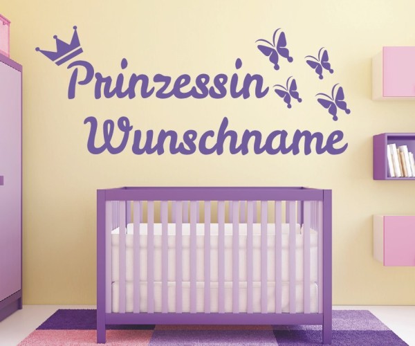 Wandtattoo - Prinzessin mit Wunschnamen für das Kinderzimmer | 57 | ✔Made in Germany  ✔Kostenloser Versand DE