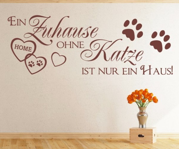 Wandtattoo Spruch | Ein Zuhause ohne Katze ist nur ein Haus! | 2 | Schöne Wandsprüche für den Flur | ✔Made in Germany  ✔Kostenloser Versand DE