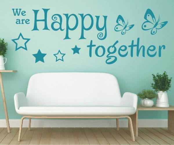 Wandtattoo Spruch | We are Happy together | 2 | Schöne englische Wandsprüche für die Familie | ✔Made in Germany  ✔Kostenloser Versand DE