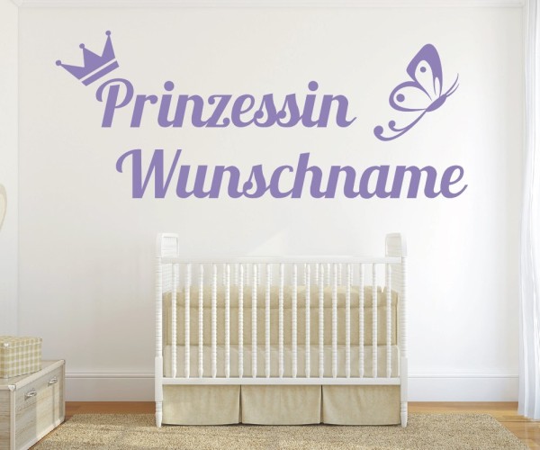Wandtattoo - Prinzessin mit Wunschnamen für das Kinderzimmer | 27 | ✔Made in Germany  ✔Kostenloser Versand DE