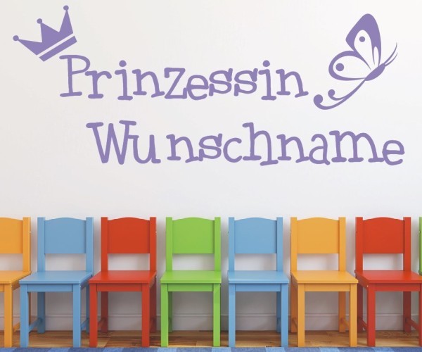 Wandtattoo - Prinzessin mit Wunschnamen für das Kinderzimmer | 10 | ✔Made in Germany  ✔Kostenloser Versand DE