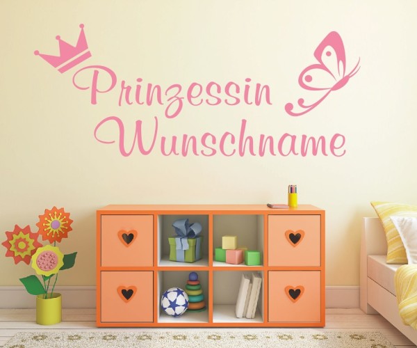 Wandtattoo - Prinzessin mit Wunschnamen für das Kinderzimmer | 4 | ✔Made in Germany  ✔Kostenloser Versand DE