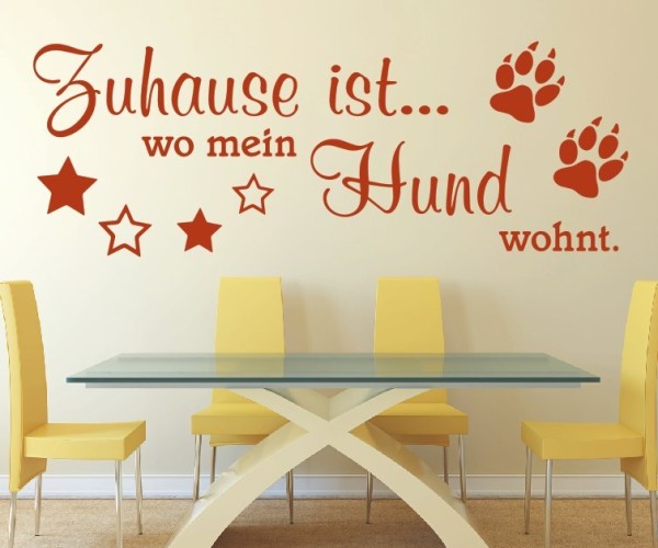 Wandtattoo Spruch | Zuhause ist... wo mein Hund wohnt. | 1 | Schöne Wandsprüche für den Flur | ✔Made in Germany  ✔Kostenloser Versand DE