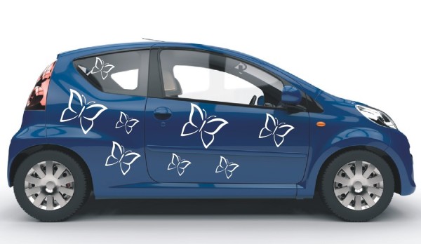 Aufkleber | Mehrteilige Sets mit schönen Schmetterlingen als Autoaufkleber | 8 Teile| Motiv 4 | ✔Made in Germany  ✔Kostenloser Versand DE