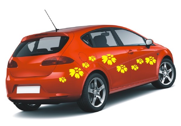 Aufkleber | Mehrteilige Blumen – Sets mit dekorativen Blüten als Autoaufkleber | 9 Teile| Motiv 10 | ✔Made in Germany  ✔Kostenloser Versand DE