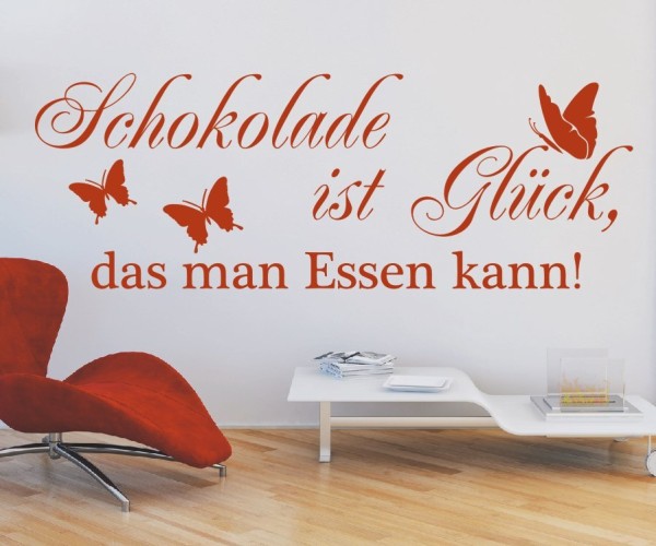 Wandtattoo Spruch | Schokolade ist Glück, das man Essen kann! | 3 | Schöne Wandsprüche für Küche und Esszimmer | ✔Made in Germany  ✔Kostenloser Versand DE