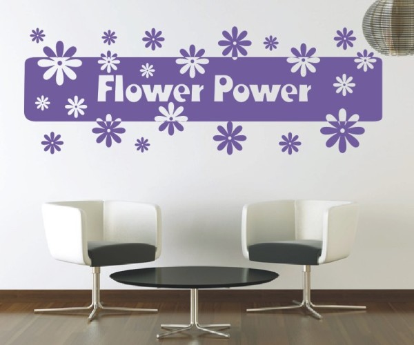 Wandtattoo Banner | Schöner Wandbanner „Flowerpower“ im Blumenstil mit Blüten | 8 | ✔Made in Germany  ✔Kostenloser Versand DE