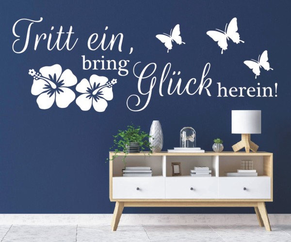 Wandtattoo Spruch | Tritt ein, bring Glück herein! | 8 | Schöne Wandsprüche für den Flur | ✔Made in Germany  ✔Kostenloser Versand DE