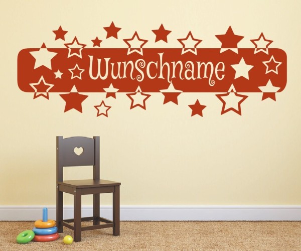 Wandtattoo - Banner mit Wunschnamen und Sternen für das Kinderzimmer | 5 | ✔Made in Germany  ✔Kostenloser Versand DE