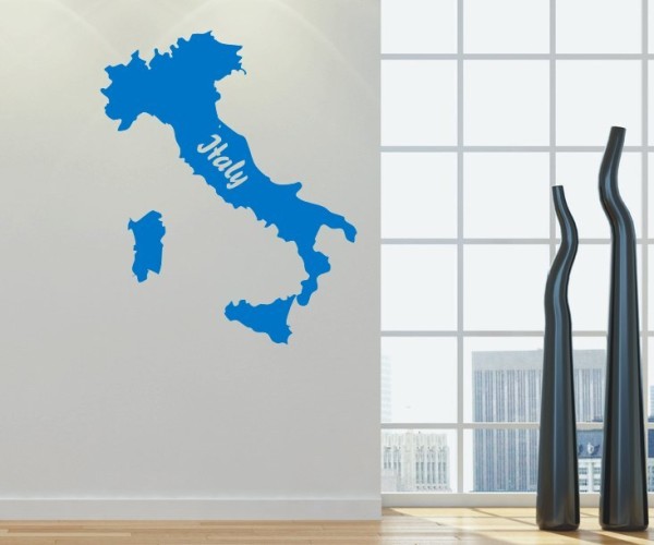 Wandtattoo Landkarte von Italien | Mit Schriftzug Italy als Silhouette | ✔Made in Germany  ✔Kostenloser Versand DE