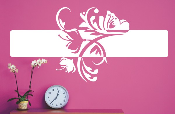 Wandtattoo Banner | Dekoratives Wandbanner mit Blumen, Blüten & Blumenranken | 1 | ✔Made in Germany  ✔Kostenloser Versand DE