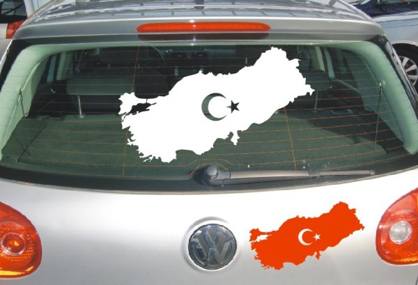 Aufkleber Landkarte Türkei | Mit Halbmond und Stern als Silhouette | ✔Made in Germany  ✔Kostenloser Versand DE