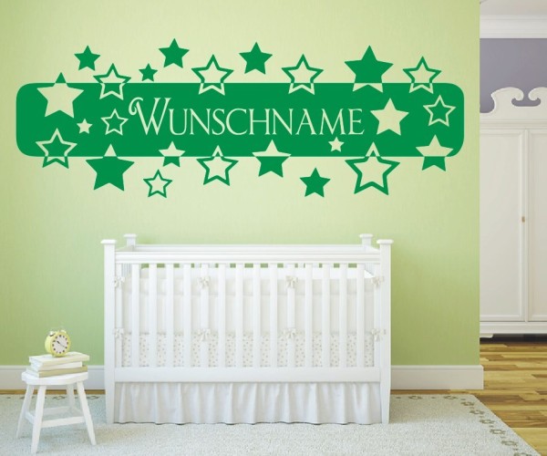 Wandtattoo - Banner mit Wunschnamen und Sternen für das Kinderzimmer | 4 | ✔Made in Germany  ✔Kostenloser Versand DE