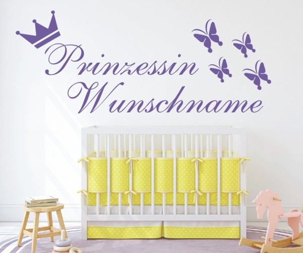 Wandtattoo - Prinzessin mit Wunschnamen für das Kinderzimmer | 38 | ✔Made in Germany  ✔Kostenloser Versand DE