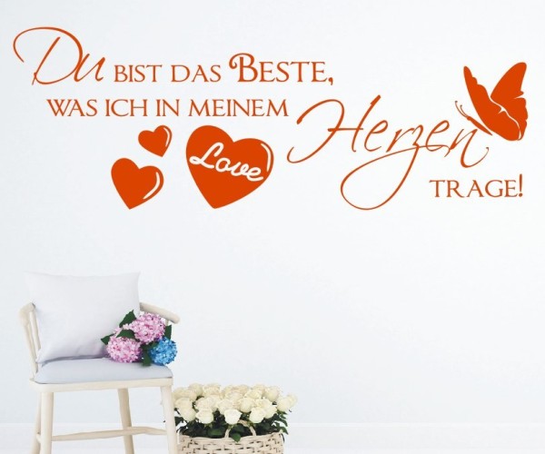 Wandtattoo Spruch | Du bist das Beste, was ich in meinem Herzen trage! | 1 | Schöne Wandsprüche für die Liebe | ✔Made in Germany  ✔Kostenloser Versand DE