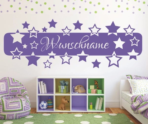 Wandtattoo - Banner mit Wunschnamen und Sternen für das Kinderzimmer | 7 | ✔Made in Germany  ✔Kostenloser Versand DE