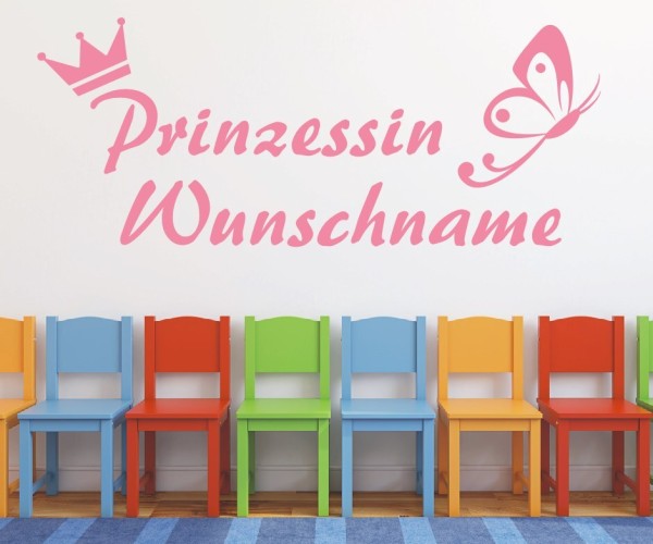 Wandtattoo - Prinzessin mit Wunschnamen für das Kinderzimmer | 12 | ✔Made in Germany  ✔Kostenloser Versand DE