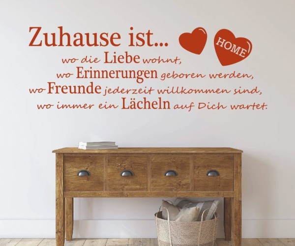 Wandtattoo Spruch | Zuhause ist... wo die Liebe wohnt, Erinnerungen geboren werden, wo Freunde jederzeit willkommen sind | 21 | ✔Made in Germany  ✔Kostenloser Versand DE